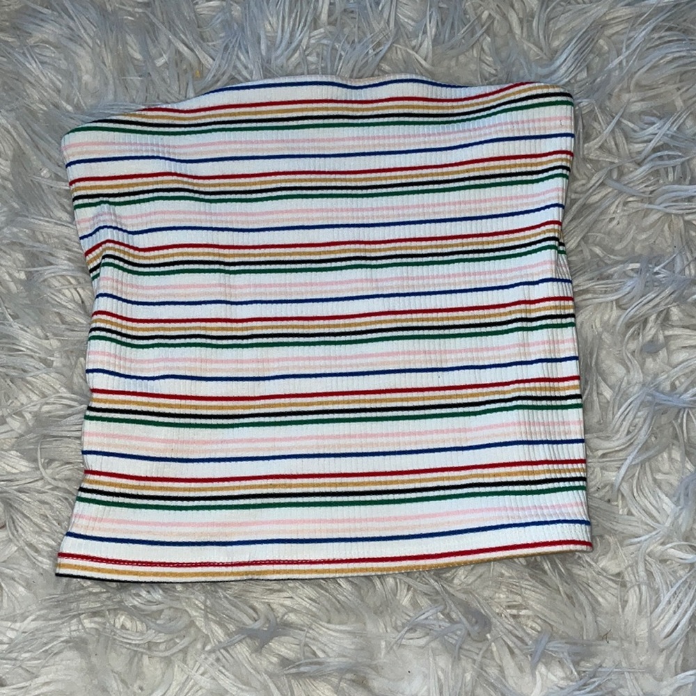 Rainbow striped tube top